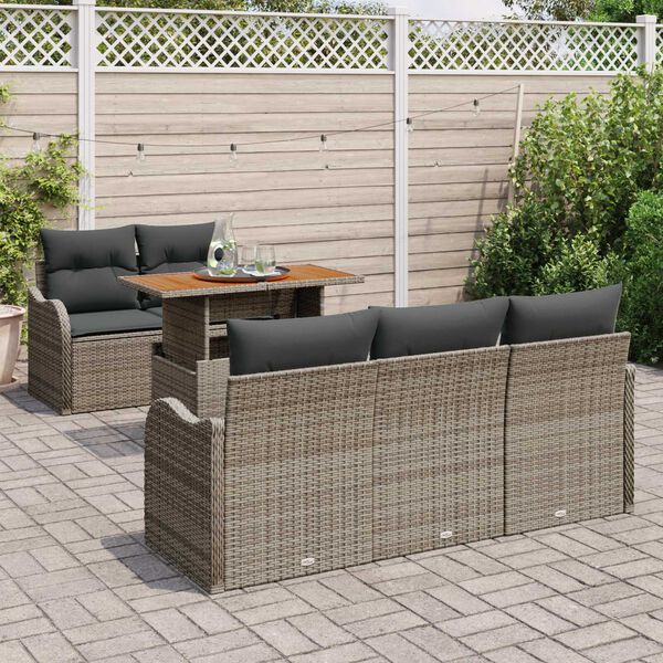 vidaXL Gartensofa-set mit Kissen 6 pcs Grau Poly-Rattan