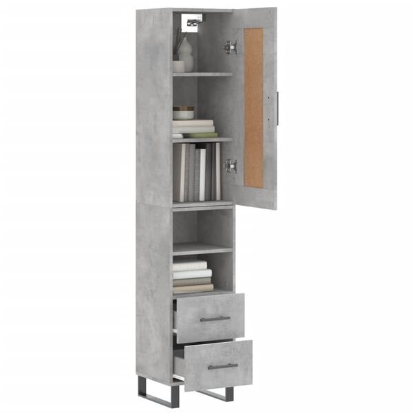 vidaXL Highboard Betongrau 34,5x34x180 cm Holzwerkstoff