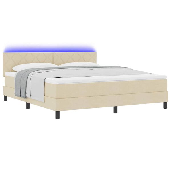 vidaXL Boxspringbett mit Matratze Creme 180 x 200 cm Stoff