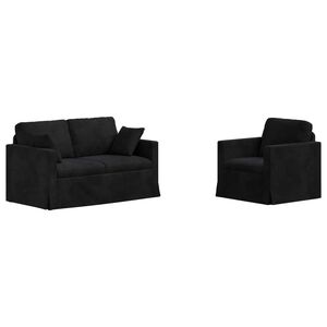 vidaXL Sofa Set 2 pcs Schwarz 138 x 78 x 80 cm Samt