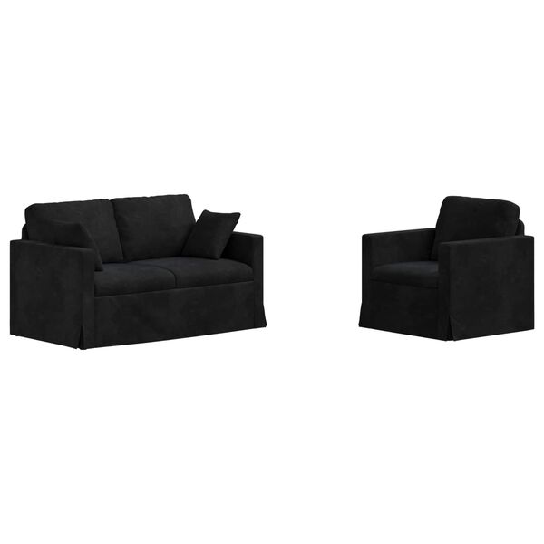 vidaXL Sofa 2 pcs Schwarz