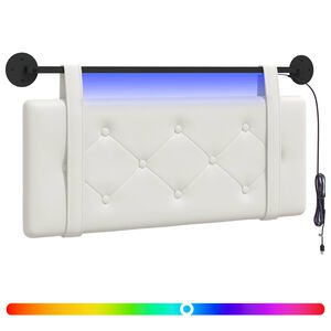 vidaXL H&auml;ngendes Kopfteil Mit LED Licht Wei&szlig; Kunstleder