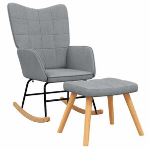 vidaXL Schaukelsessel mit Hocker Hellgrau Stoff