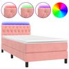 vidaXL Boxspringbett mit Matratze & LED Rosa 90x190 cm Samt