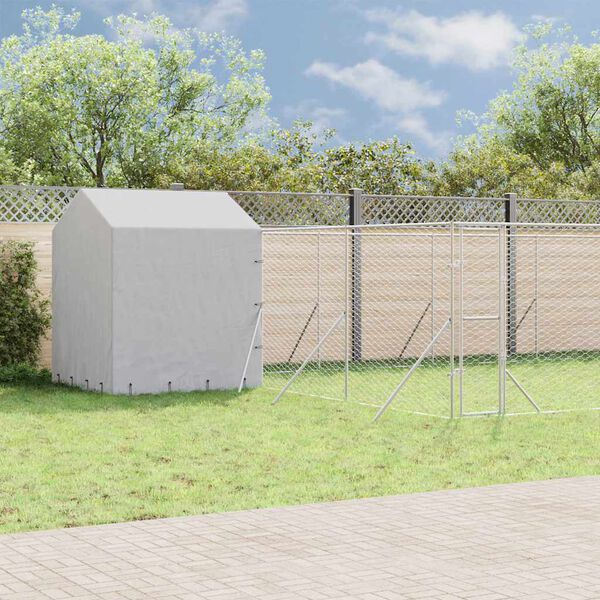 vidaXL Outdoor-Hundezwinger mit Dach Silbern 10x6x2,5 m Stahl Verzinkt