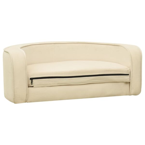 vidaXL Hundesofa Klappbar Creme 73x67x26 cm Pl&uuml;sch Waschbares Kissen