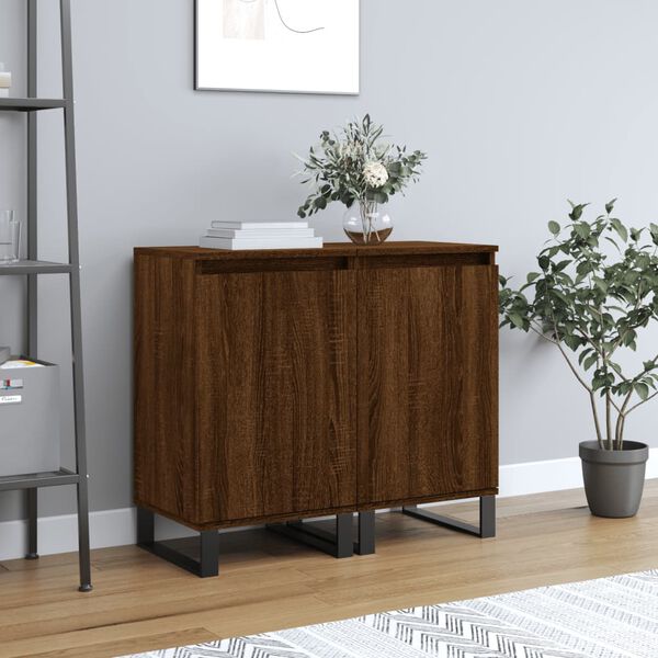 vidaXL Sideboards 2 Stk. Braun Eichen-Optik 40x35x70 cm Holzwerkstoff