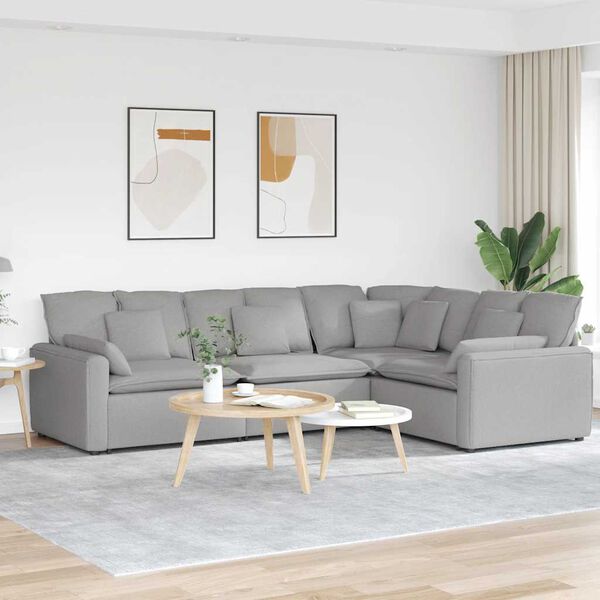 vidaXL Modulares Sofa mit Kissen Stoff Wolkengrau