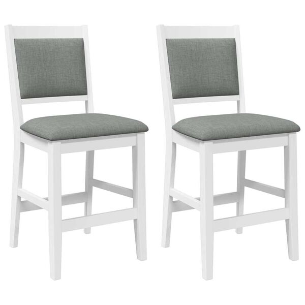 vidaXL Barhocker mit Kissen 2 Stk. Wei&szlig; Massivholz Gummibaum