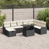 vidaXL Garten-Sofa-Set mit Kissen 9 pcs Schwarz Poly Rattan