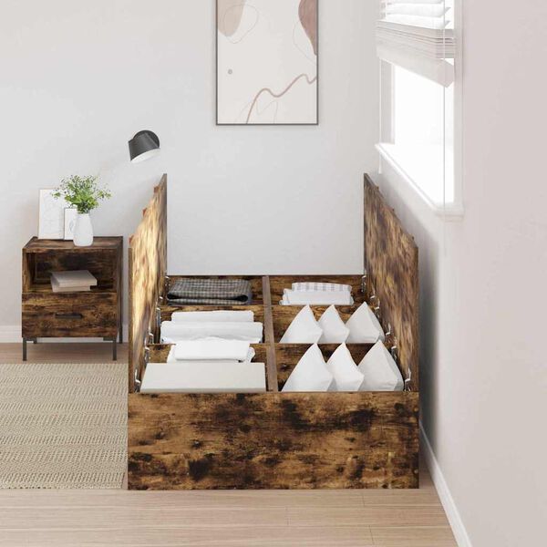 vidaXL Aufbewahrungsbettgestell Geräucherte Eiche 100 x 200 cm