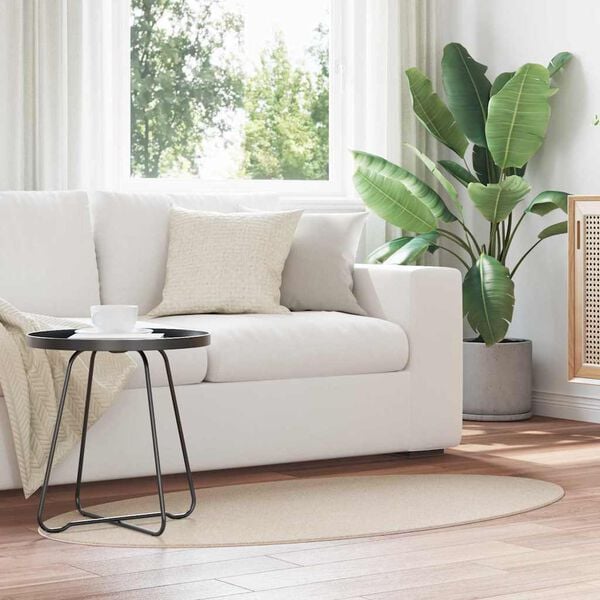 vidaXL Bereichsteppiche Oval HUARTE Beige 80 x 150 cm 100 %Polyester