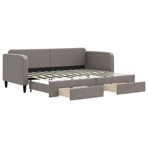 vidaXL Tagesbett Ausziehbar mit Schubladen Taupe 80x200 cm Stoff