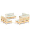 vidaXL 8-tlg. Garten-Lounge-Set mit Creme Kissen Kiefernholz