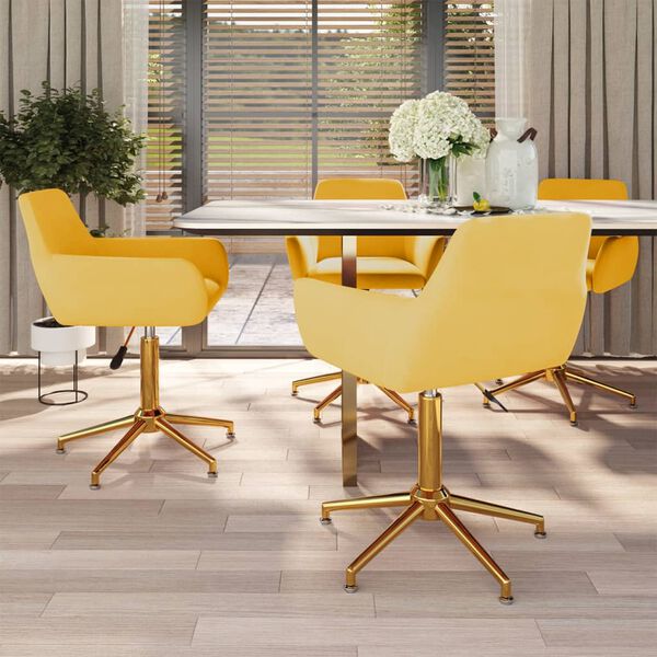 vidaXL Esszimmerst&uuml;hle 4 Stk. Drehbar Gelb Samt