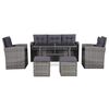 vidaXL 6-tlg. Garten-Lounge-Set mit Auflagen Poly Rattan Grau