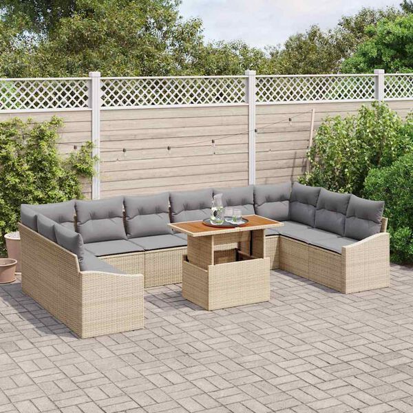 vidaXL Garten Essgruppe mit Kissen 11 pcs Beige und Grau