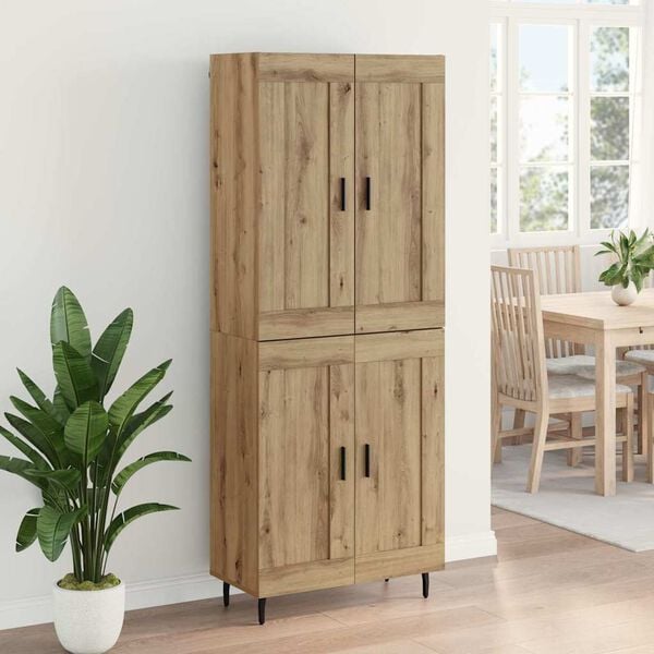 vidaXL Highboard 2 pcs Artisan-Eiche Engineered Wood und Glas