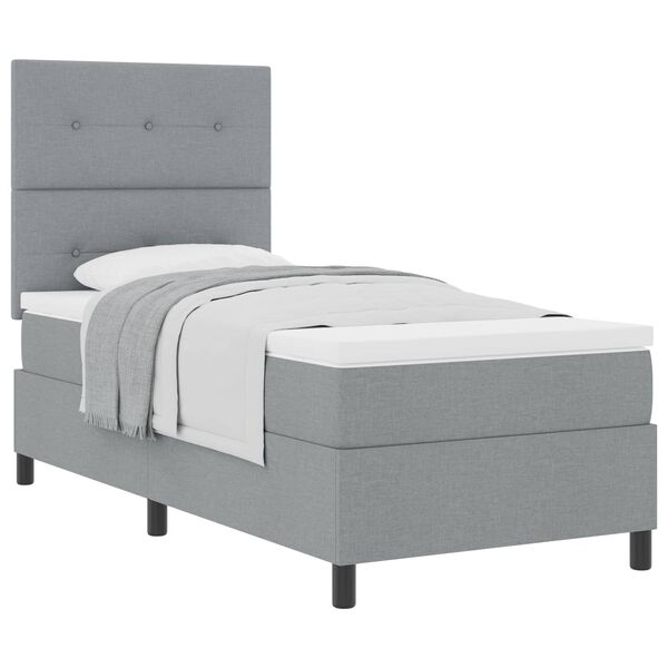 vidaXL Boxspringbett mit Matratze Hellgrau 90 x 190 cm Stoff