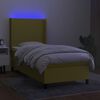 vidaXL Boxspringbett mit Matratze & LED Gr&uuml;n 90x190 cm Stoff