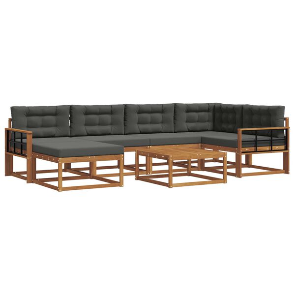 vidaXL Outdoor-Sofagarnitur mit Kissen 7 pcs Natur und Anthrazit