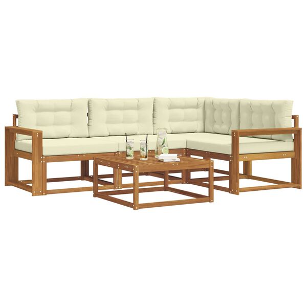 vidaXL Outdoor-Sofagarnitur mit Kissen 5 pcs Natur und Creme