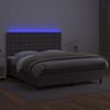 vidaXL Boxspringbett mit Matratze & LED Grau 160x200 cm Kunstleder