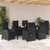 vidaXL Garten Essgruppe mit Kissen 7 pcs Schwarz Poly-Rattan