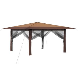 vidaXL Pavillon mit 4 Seitenw&auml;nden 4 x 4 m Beige und Braun