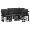 vidaXL Outdoor-Sofagarnitur mit Kissen 4 pcs Schwarz Polyester