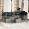 vidaXL Garten-Sofa-Set mit Kissen mit Speicher 8 pcs Grau Poly Rattan