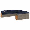 vidaXL 11-teiliges Gartensofa-Set mit Kissen, grau, Polyrattan