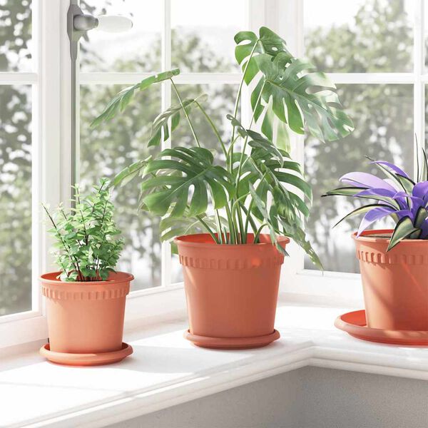 vidaXL Runder Blumentopf 24 pcs Ziegelrot &Oslash; 19 x 16 cm Kunststoff