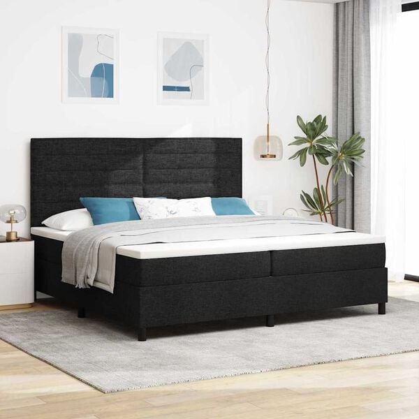 vidaXL Boxspringbett mit Matratze Schwarz 200 x 200 cm Stoff