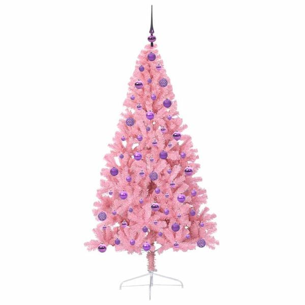 vidaXL Künstlicher vorbeleuchteter Weihnachtsbaum Rosa 180 cm PVC