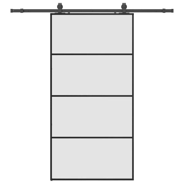 vidaXL Schiebet&uuml;r mit Beschlag Schwarz 102,5x205 cm ESG-Glas