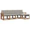 vidaXL Outdoor-Sofagarnitur mit Kissen 5 pcs Nat&uuml;rlich und Hellgrau