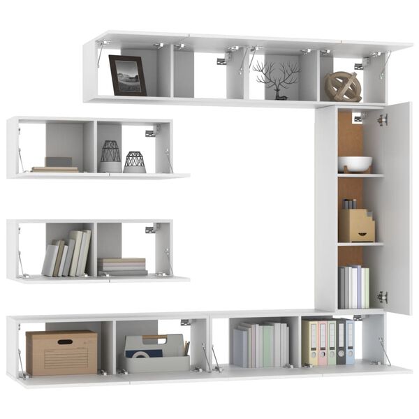 vidaXL 7-tlg. TV-Schrank-Set Wei&szlig; Holzwerkstoff