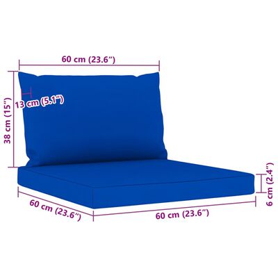 vidaXL Garten-Palettensofa 3-Sitzer mit Kissen in Blau Kiefernholz