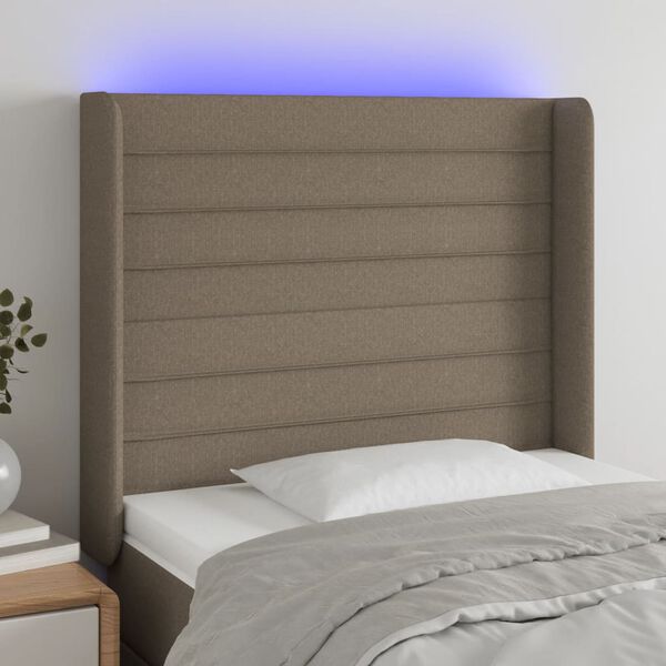 vidaXL LED Kopfteil Taupe 103x16x118/128 cm Stoff