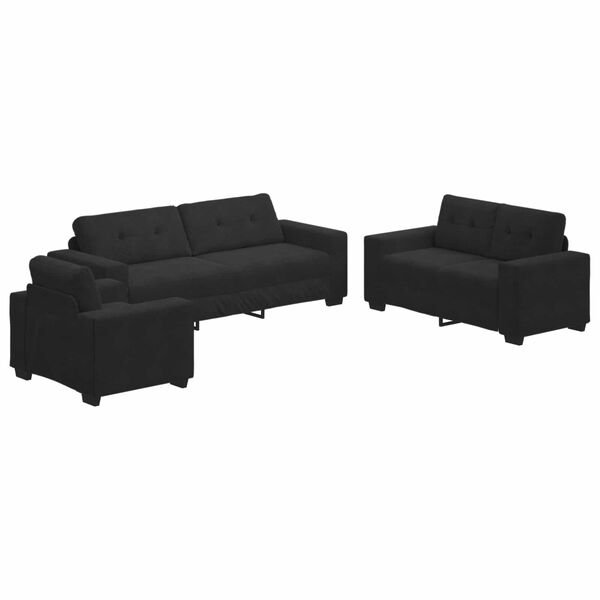 vidaXL Sofa Set 3 pcs Schwarz 221 x 80 x 80 cm Samt