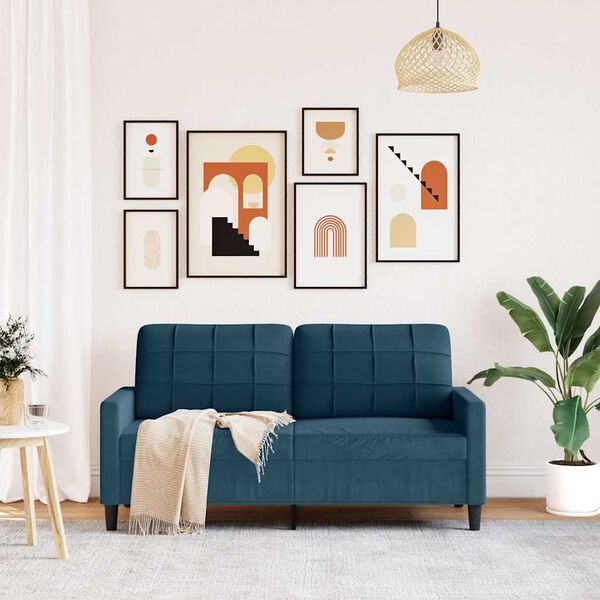 vidaXL 2-Sitzer-Sofa Blau 140 cm Samt