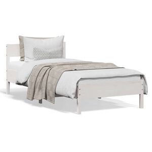 vidaXL Massivholzbett ohne Matratze Wei&szlig; 75x190 cm Kiefernholz