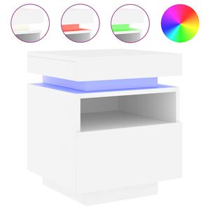 vidaXL Nachttisch mit LED-Leuchten Wei&szlig; 40x39x48,5 cm