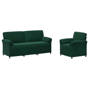 vidaXL Sofa Set 2 stk. Dunkelgr&uuml;n Samt
