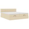 vidaXL Ottoman-Bett mit Matratzen & LEDs Creme 160x200 cm Stoff