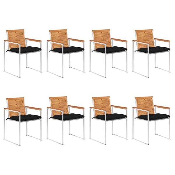 vidaXL Gartenst&uuml;hle 8 Stk. mit Kissen Massivholz Akazie