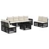 vidaXL Gartensofa-set 9 stk. Schwarz und Cremewei&szlig; Poly-Rattan
