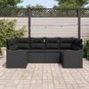 vidaXL Garten-Sofa-Set mit Kissen 6 pcs Schwarz Poly Rattan