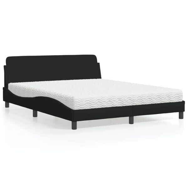 vidaXL Bett mit Matratze "Dover" Schwarz 160x200 cm Stoff